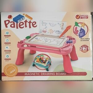 2-in-1 Blocks And Magnetic Portable Drawing Board for Kids - Pink